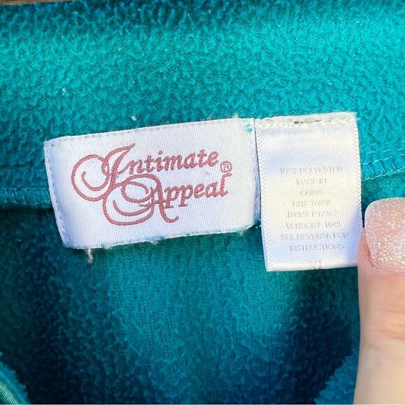 VTG Intimate Appeals Teal Fleece Snap Front Night gown Dressing Robe XL - Picture 5 of 5